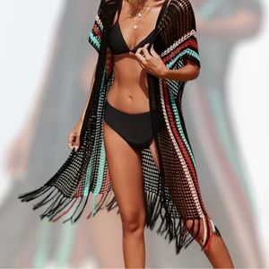 Women’s Open Knit Tassel Swimsuit Coverup.
